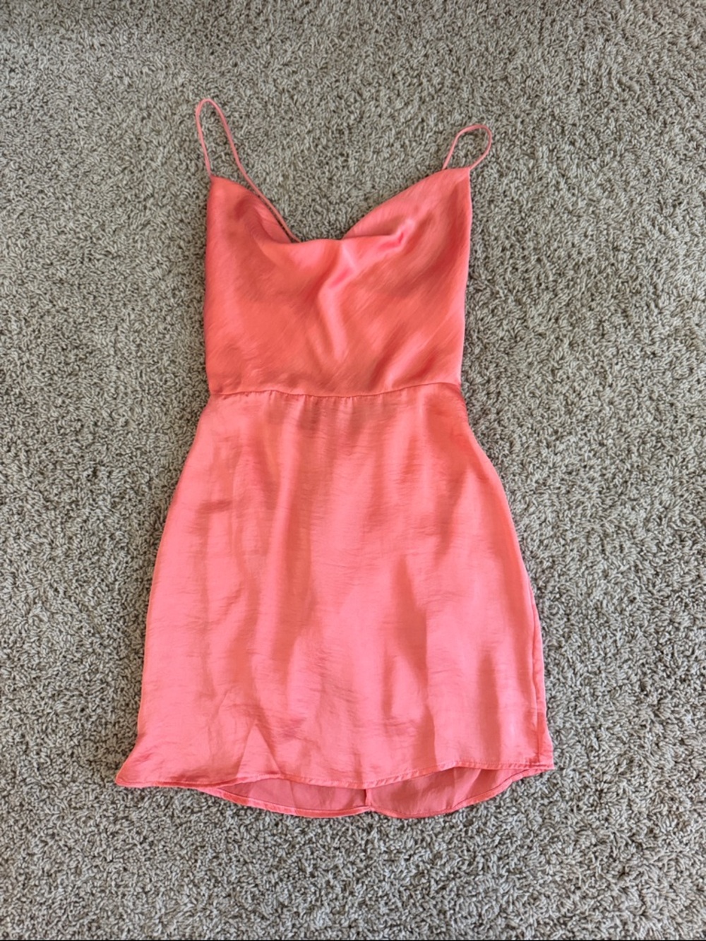 Lucy in the Sky Coral Spaghetti Strap Mini Dress